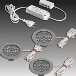 R 68-LED Einbaustrahler in Edelstahloptik, 3er-Set