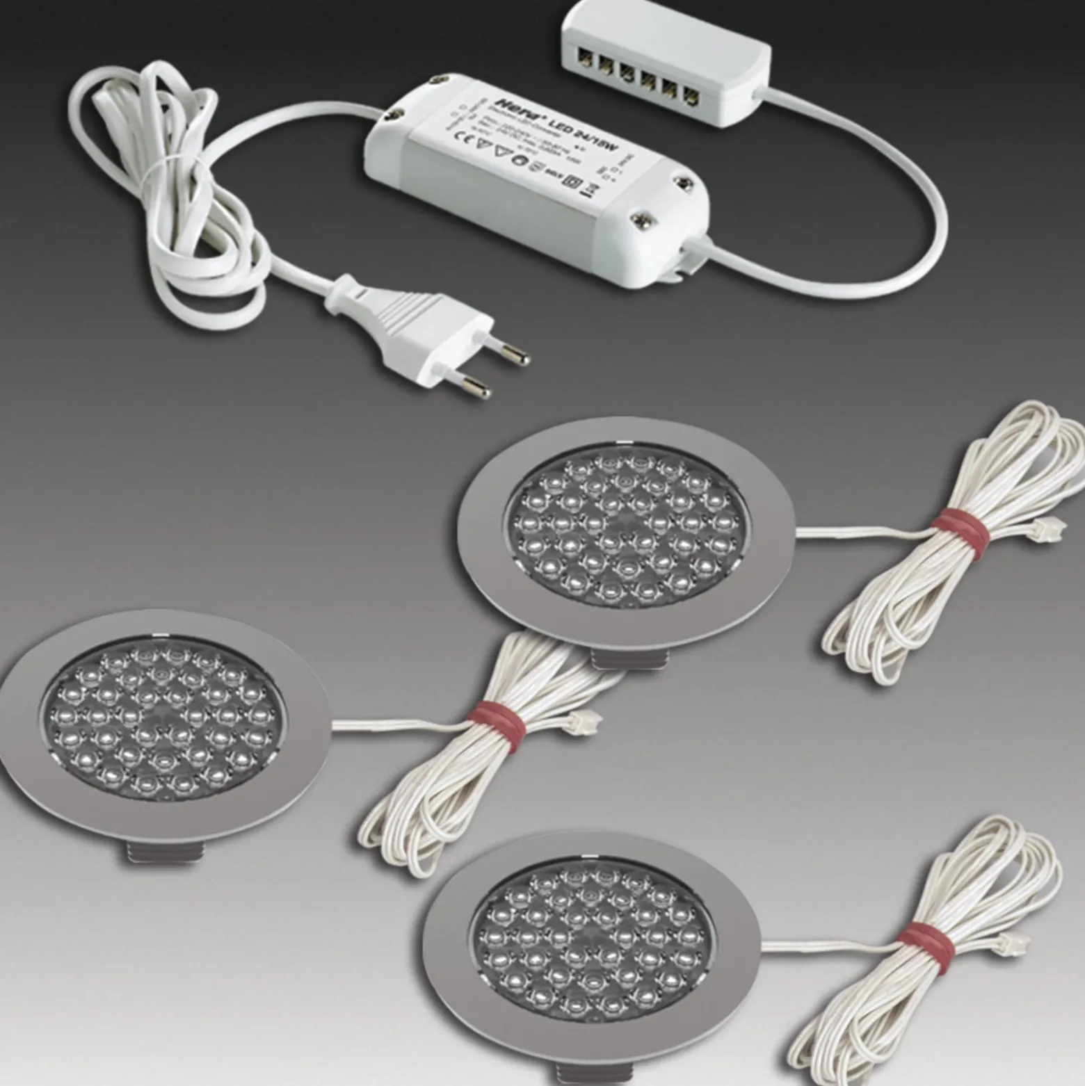 R 68-LED Einbaustrahler in Edelstahloptik, 5er-Set