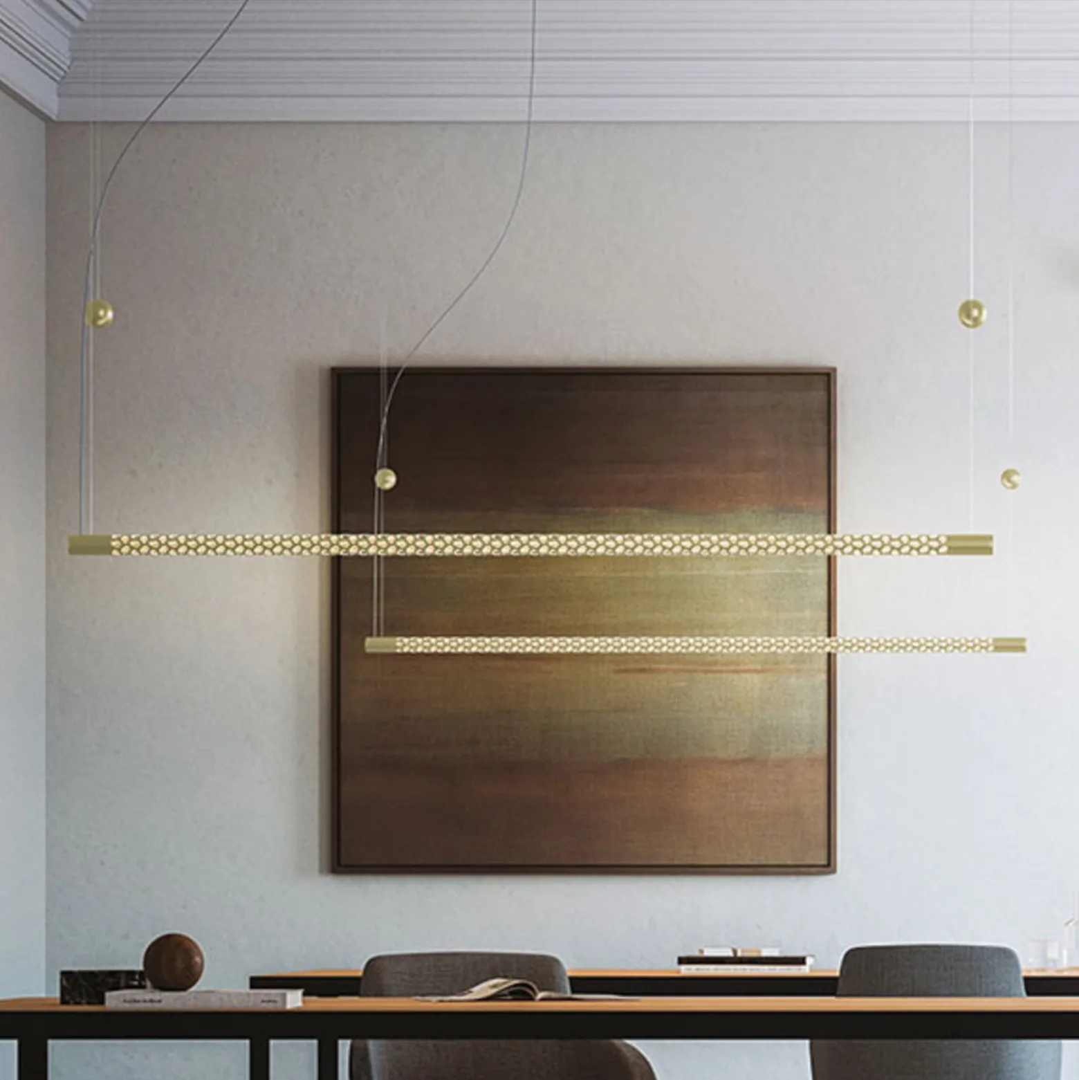 Rotaliana Squiggle H8 LED-Hängelampe gold 140cm