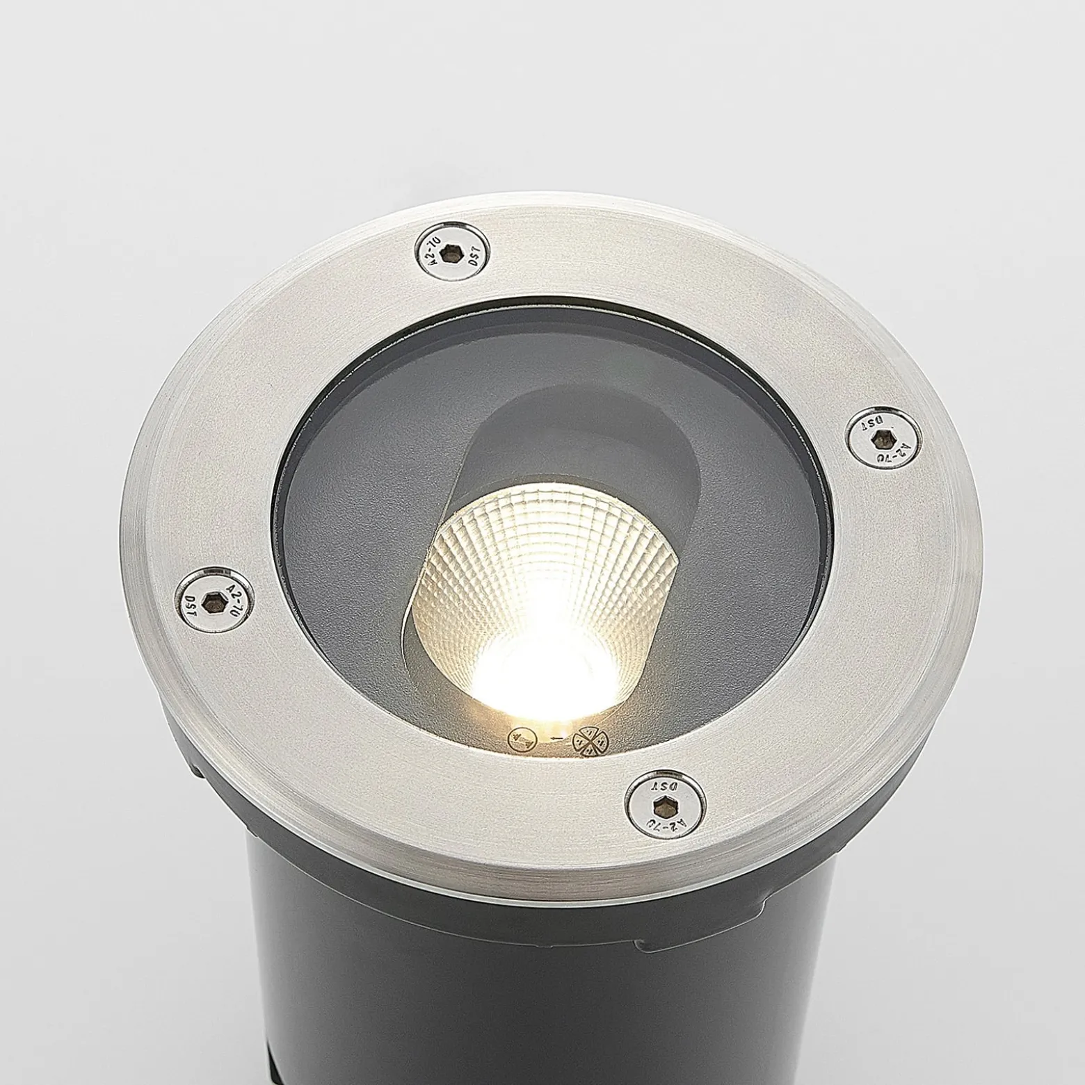 Runde LED-Bodeneinbauleuchte Doris, Edelstahl