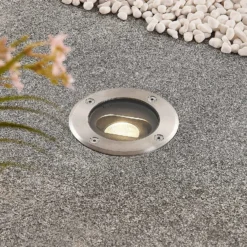 Runde LED-Bodeneinbauleuchte Doris, Edelstahl