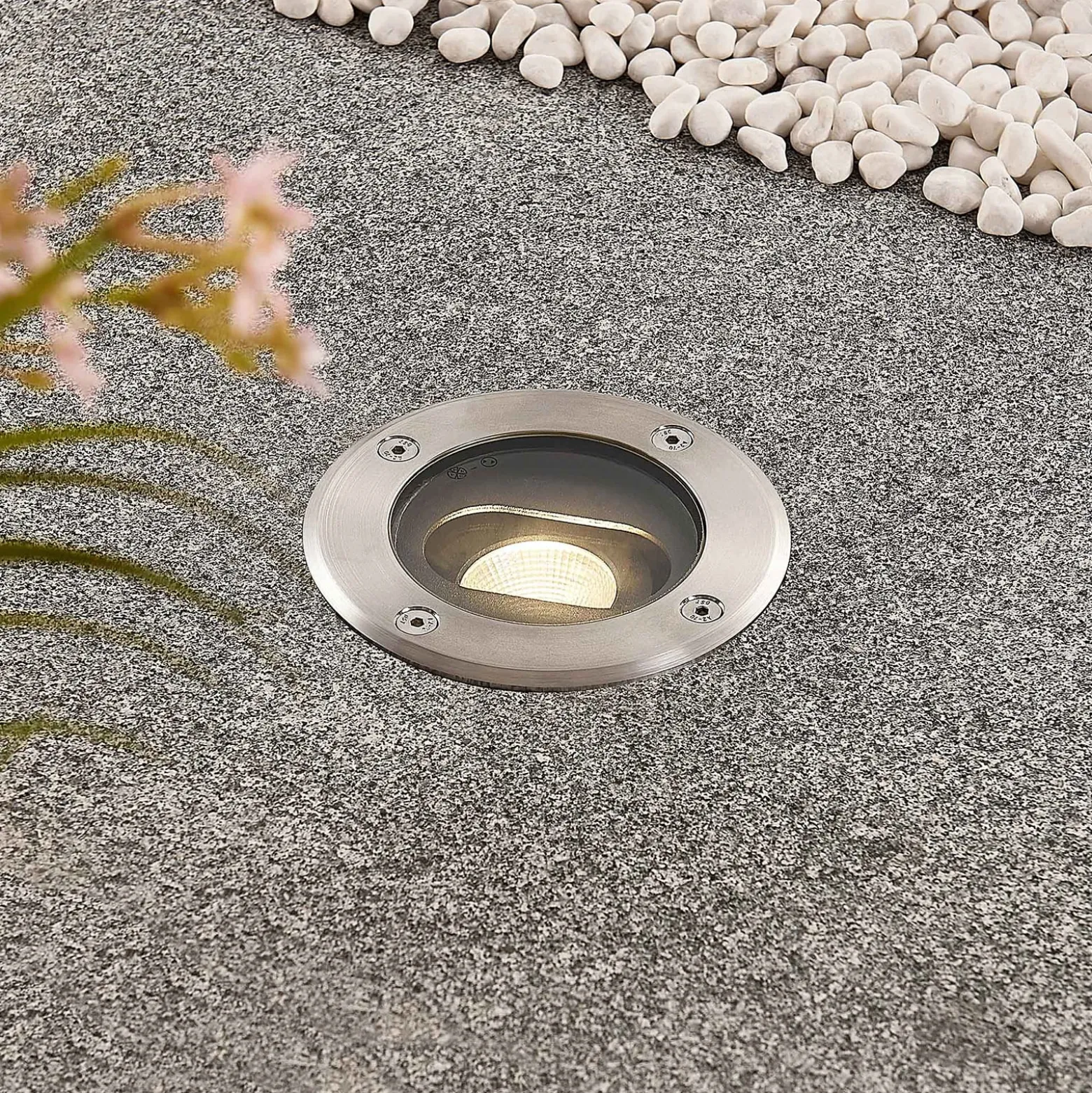Runde LED-Bodeneinbauleuchte Doris, Edelstahl