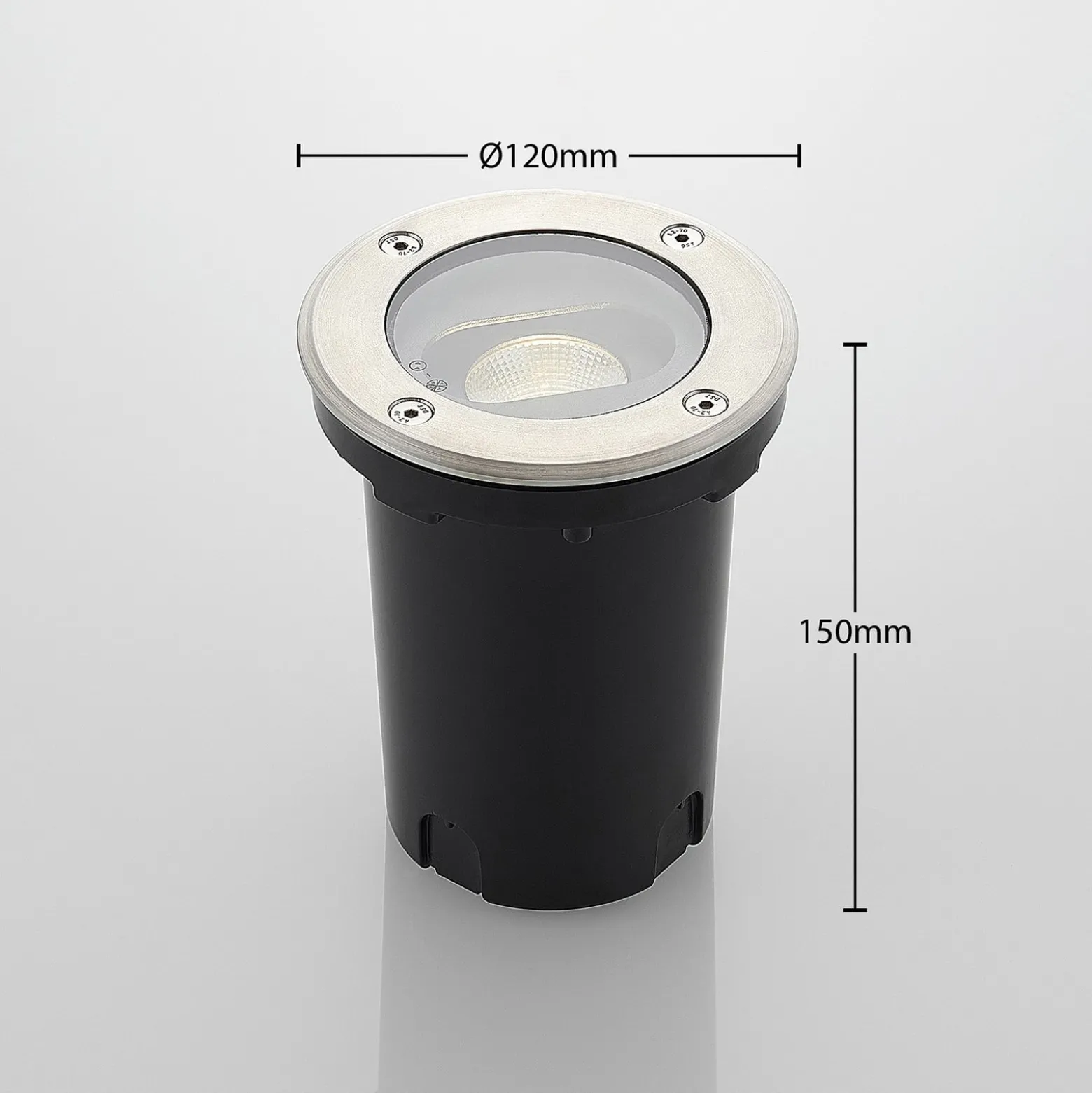 Runde LED-Bodeneinbauleuchte Doris, Edelstahl