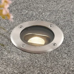 Runde LED-Bodeneinbauleuchte Doris, Edelstahl