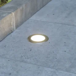 Runde LED-Bodeneinbauleuchte Doris, Edelstahl