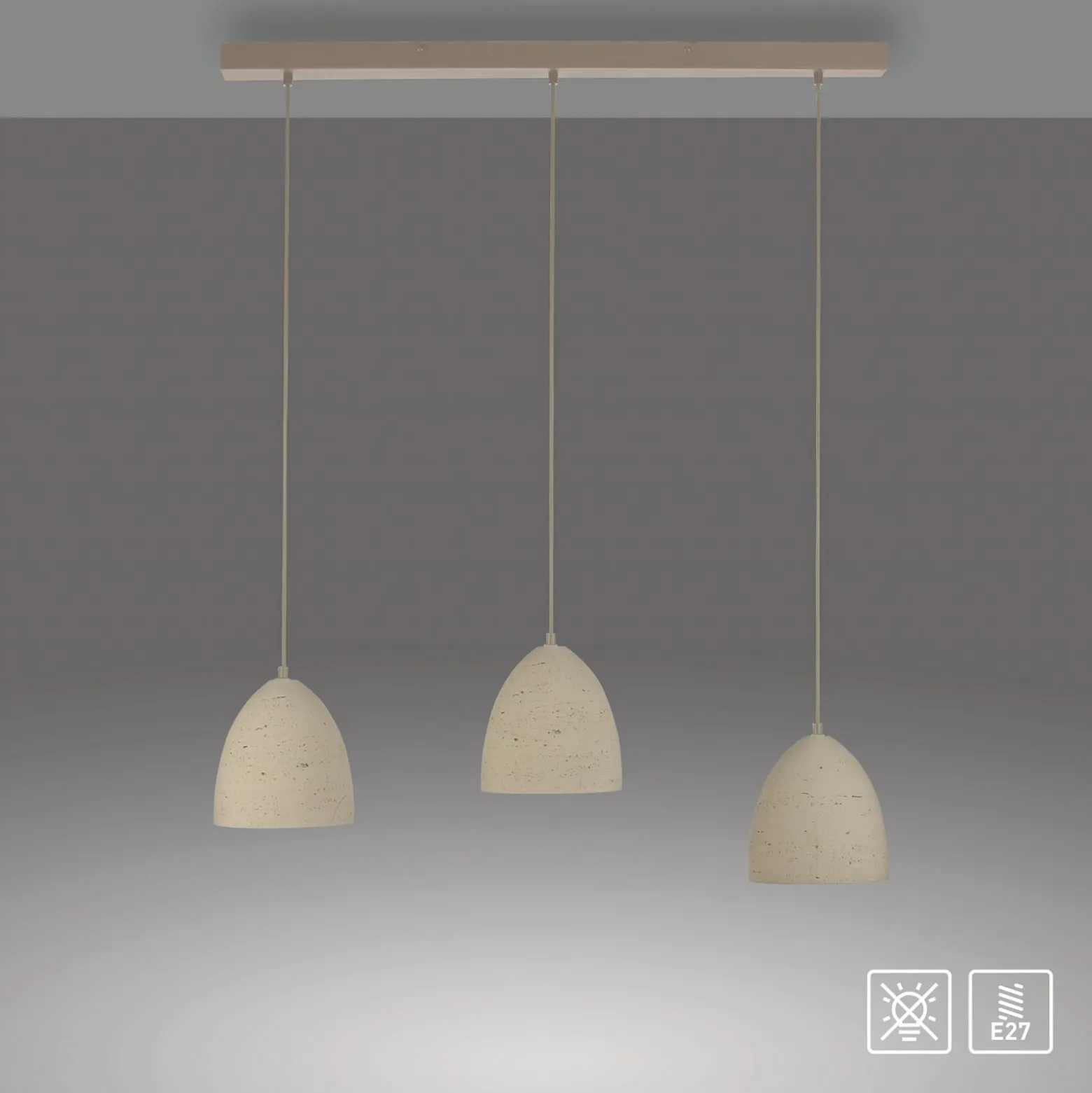SCHÖNER WOHNEN Hängelampe Traventa, 3-flammig, beige, E27
