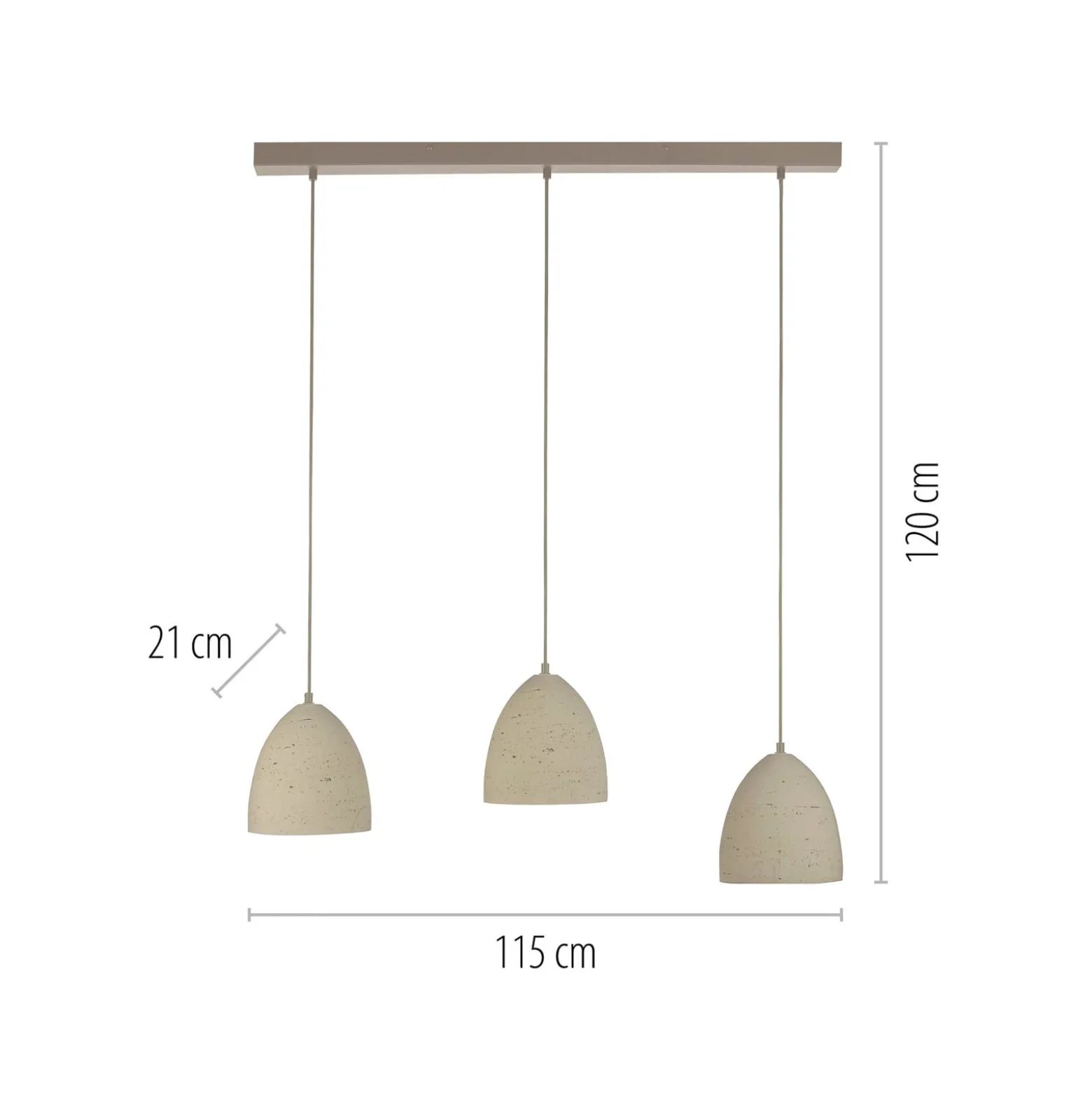 SCHÖNER WOHNEN Hängelampe Traventa, 3-flammig, beige, E27