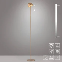 SCHÖNER WOHNEN LED-Akku-Stehlampe Bellis, goldfarben, IP54