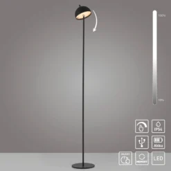 SCHÖNER WOHNEN LED-Akku-Stehlampe Bellis, schwarz, IP54