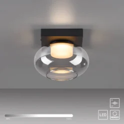 SCHÖNER WOHNEN LED-Deckenleuchte Sia, rauchgrau 3.000 K