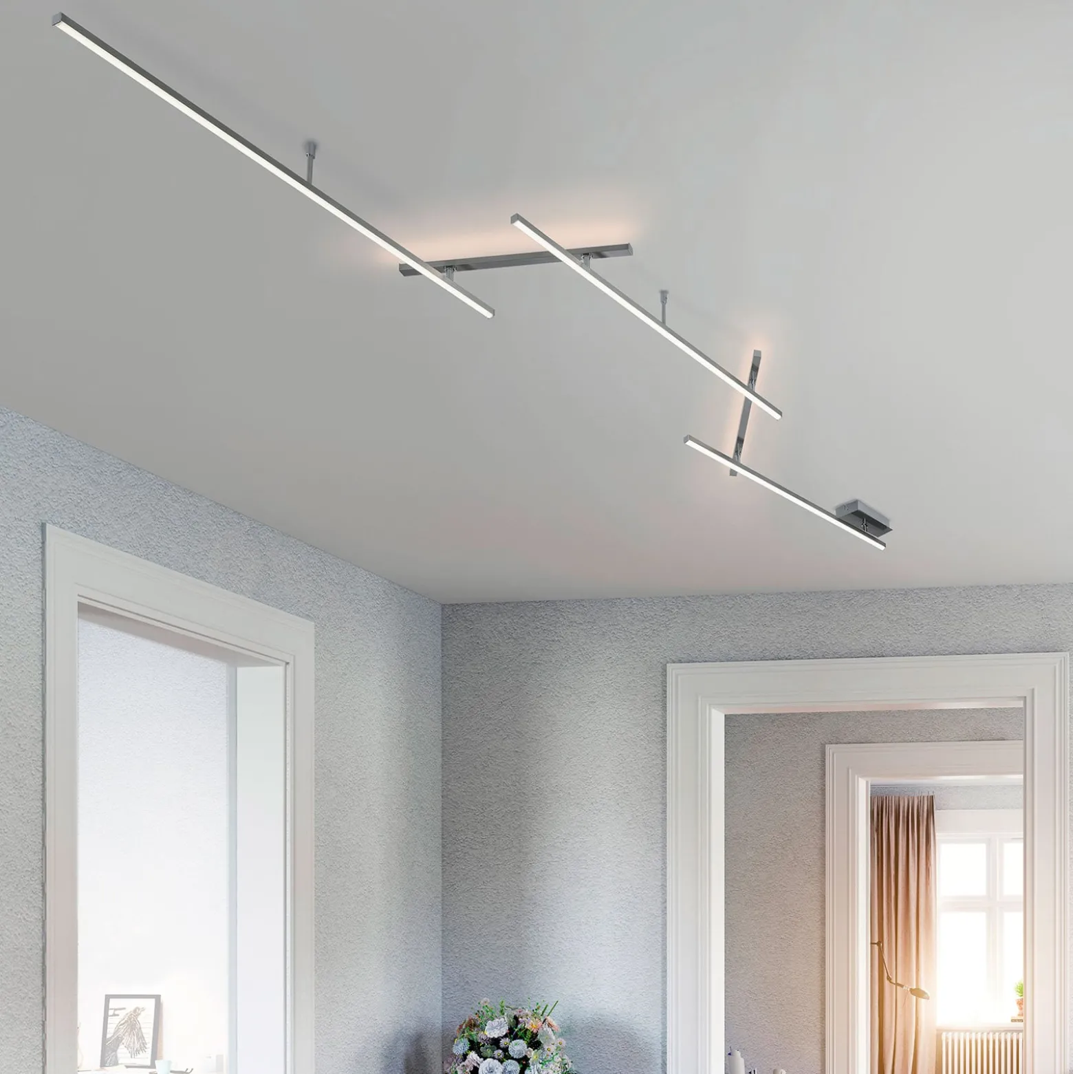 Schwenkbare LED-Deckenlampe Indira, Dimmer nickel