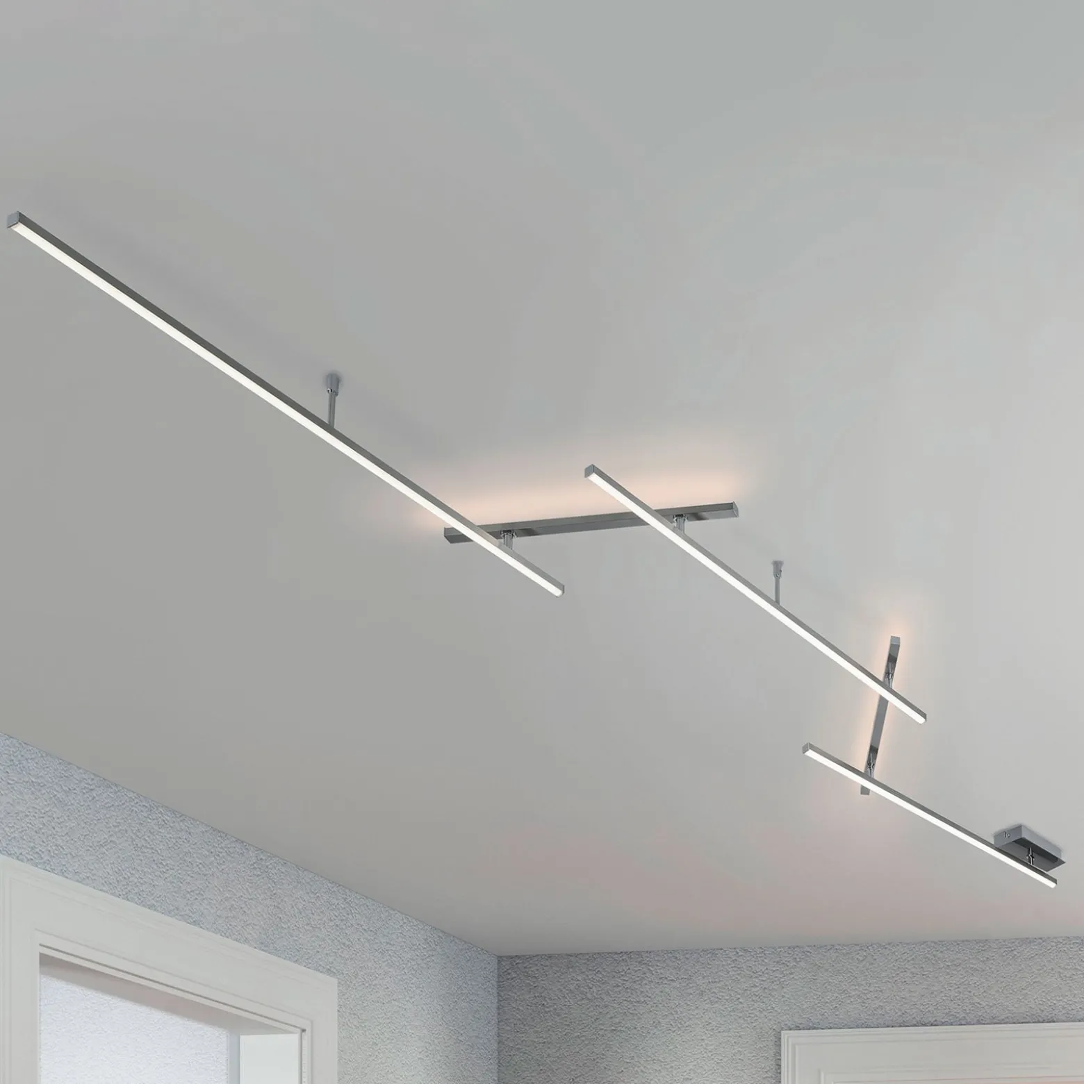 Schwenkbare LED-Deckenlampe Indira, Dimmer nickel
