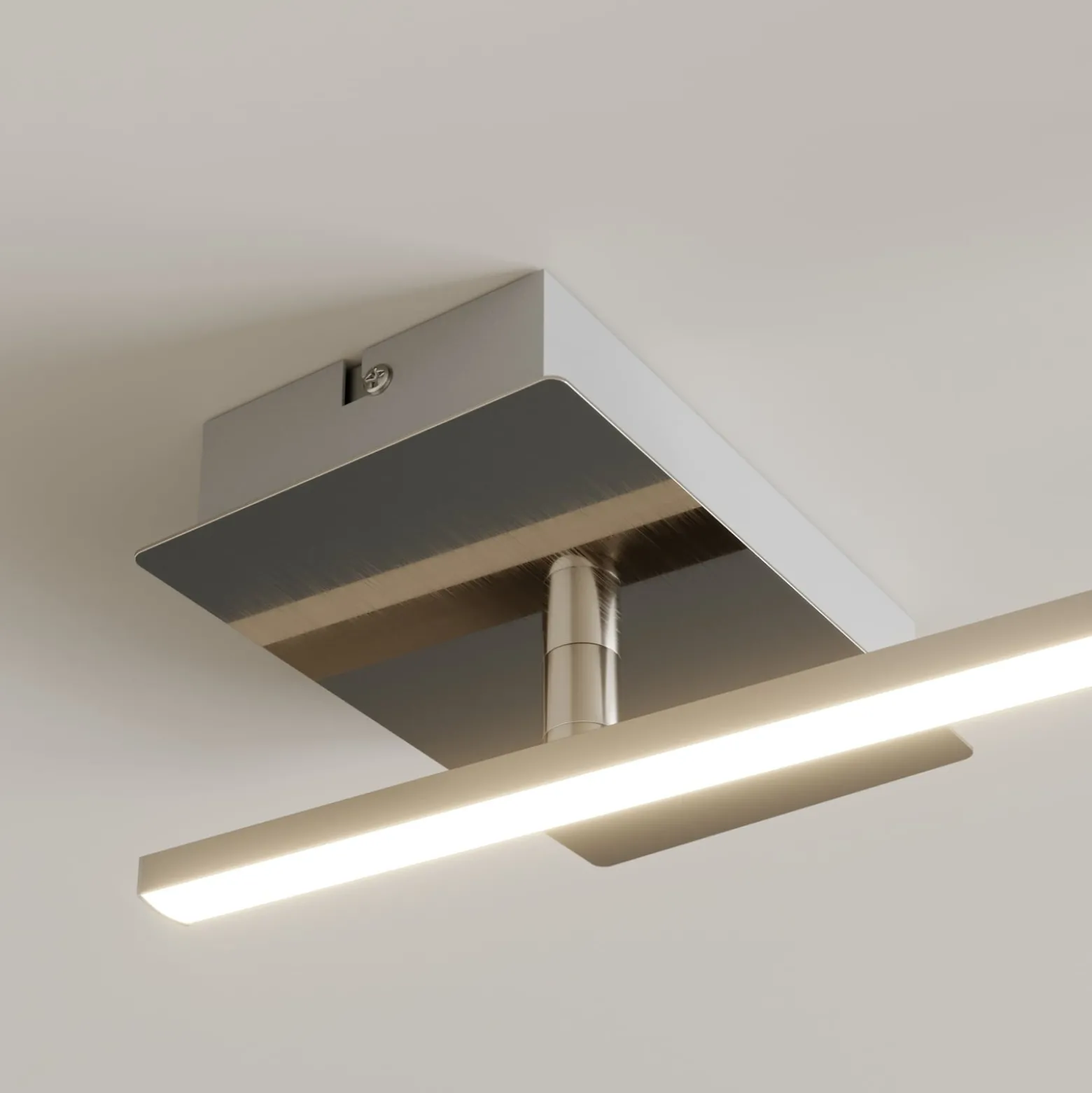 Schwenkbare LED-Deckenlampe Indira, Dimmer nickel