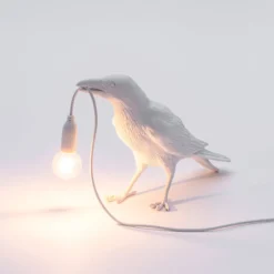 SELETTI Bird Lamp LED-Dekoleuchte, wartend, weiß