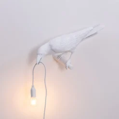 SELETTI Bird Lamp LED-Wandlampe, Blick links, weiß