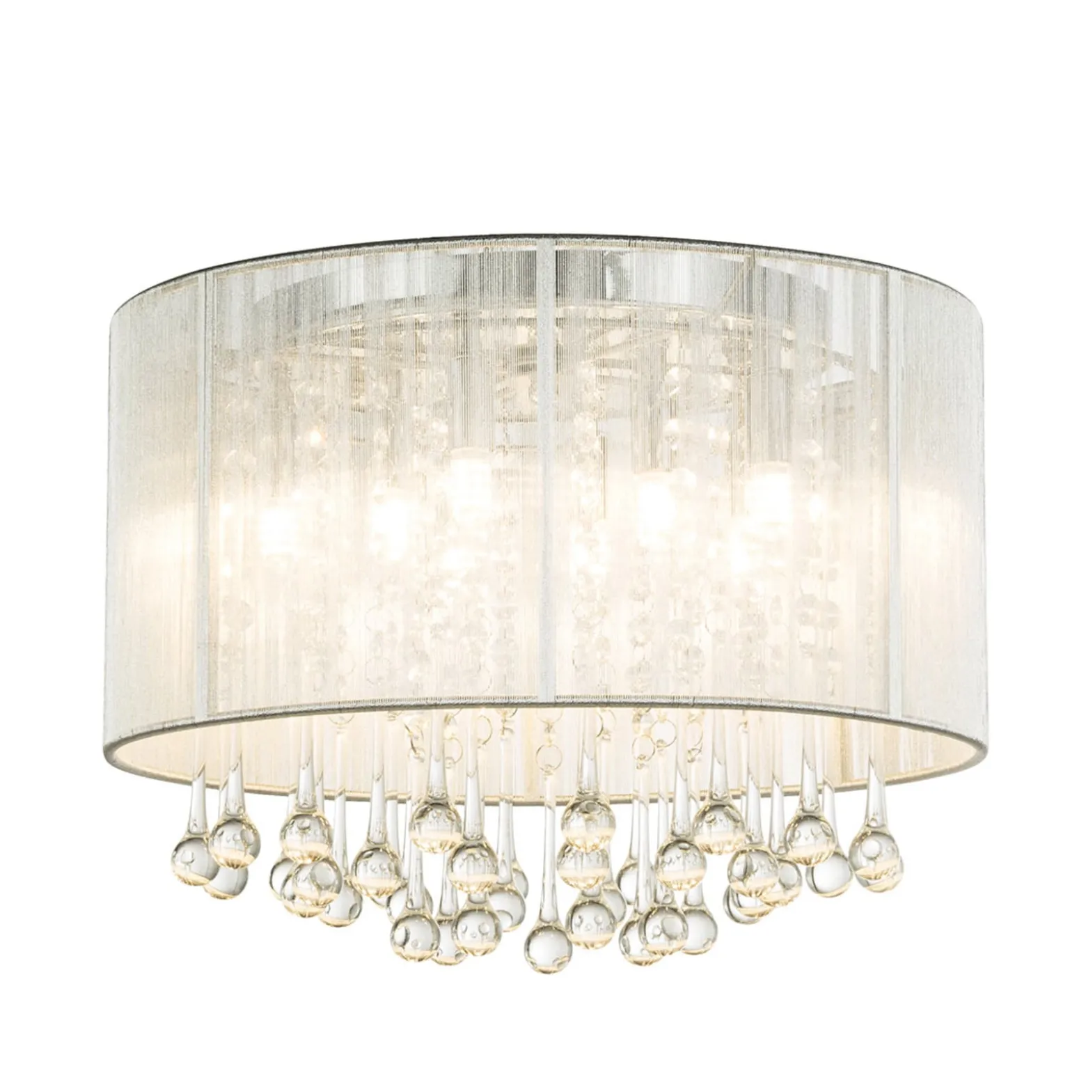 Silberne LED-Deckenleuchte Sierra mit Behang