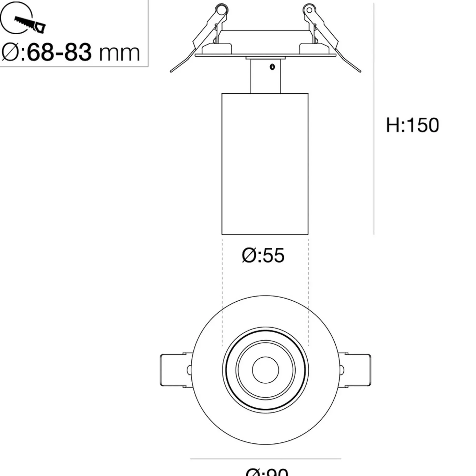 SLC LED-Einbauspot Art, 1-flammig, weiß, 3.000 K, Aluminium
