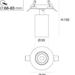 SLC LED-Einbauspot Art, 1-fl., schwarz, 2.700 K, Aluminium