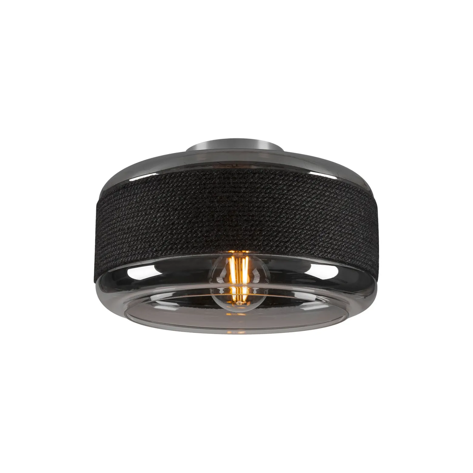 SLV Deckenlampe Pantilo Rope 27, schwarz/grau/silber, Glas