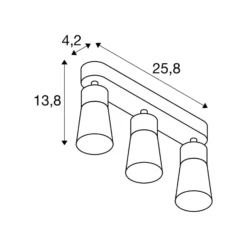 SLV Deckenlampe Puri 2.0 Cone, grau, Länge 26 cm, 3-flg.