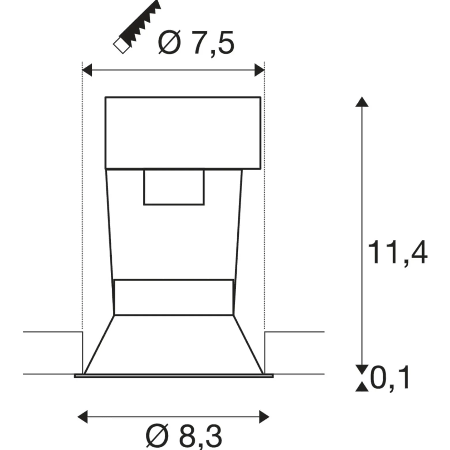 SLV Horn Einbaustrahler GU10, matt schwarz