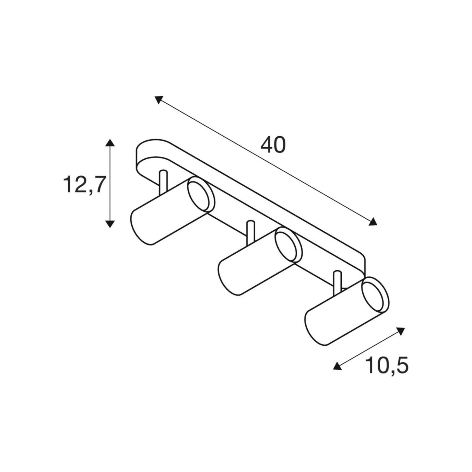 SLV LED-Deckenstrahler Noblo, 2.700 K, weiß, Länge 40 cm