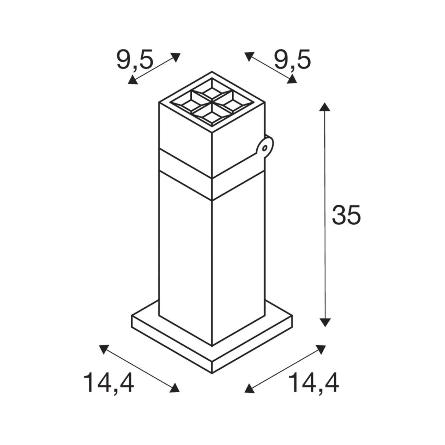 SLV LED-Sockellampe S-Cube 35, anthrazit, Alu, Höhe 35 cm