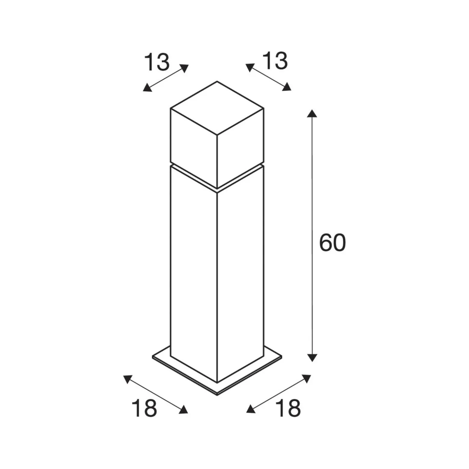 SLV Sockellampe Square Pole, Höhe 60 cm, grau, Edelstahl