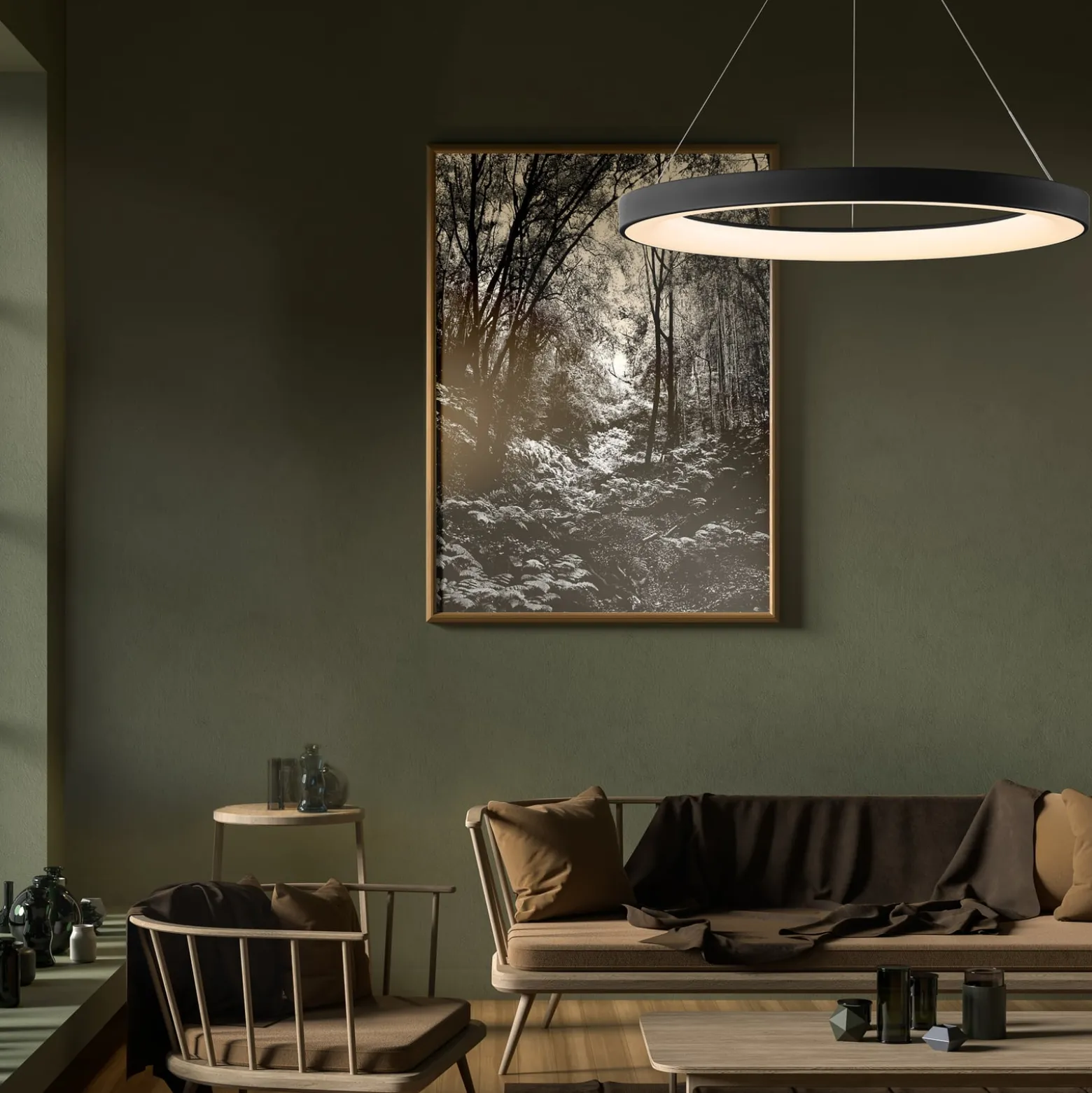 Smart LED-Hängelampe Niseko II, 50 cm, schwarz, CCT, dimmbar