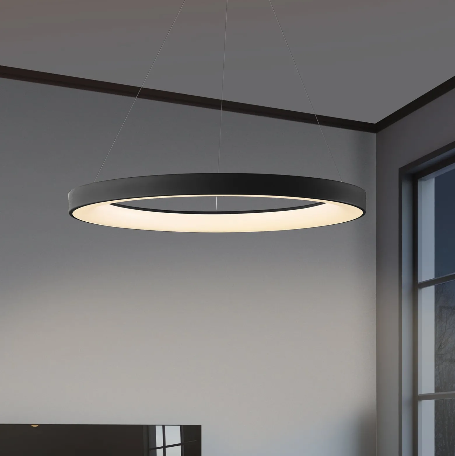 Smart LED-Hängelampe Niseko II, 50 cm, schwarz, CCT, dimmbar