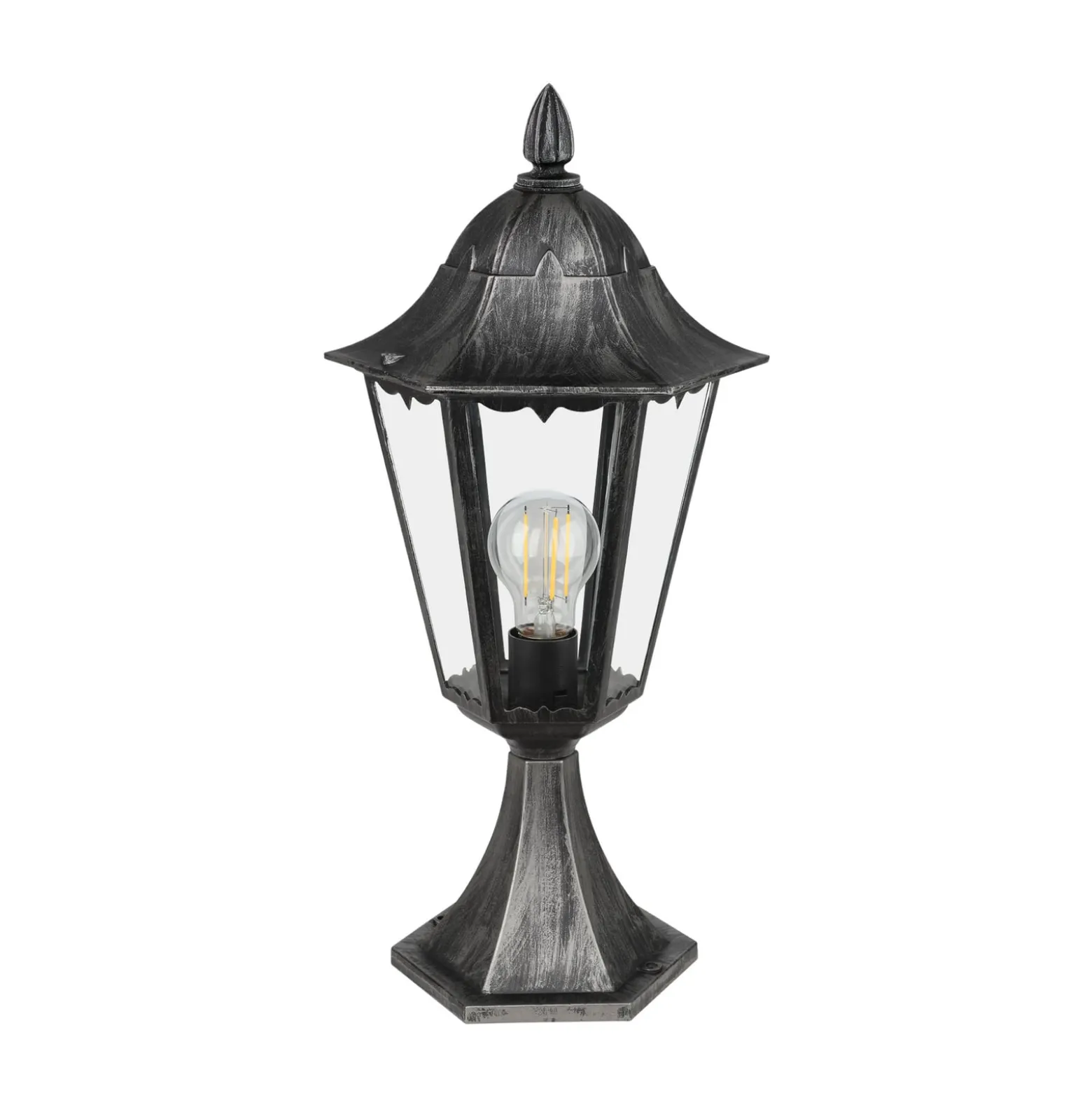 Sockellampe Navedo, schwarz/silber, Höhe 47 cm