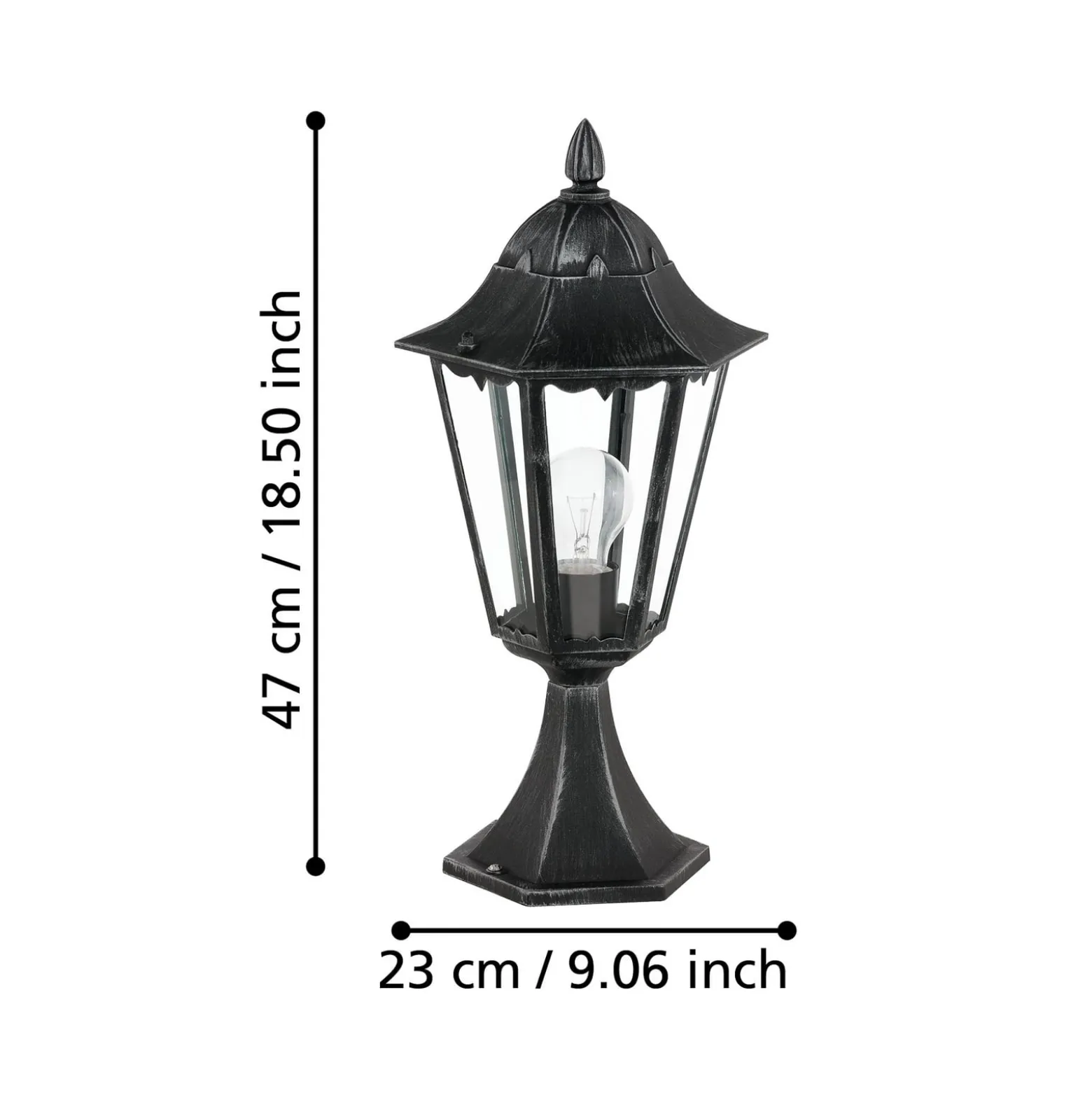 Sockellampe Navedo, schwarz/silber, Höhe 47 cm