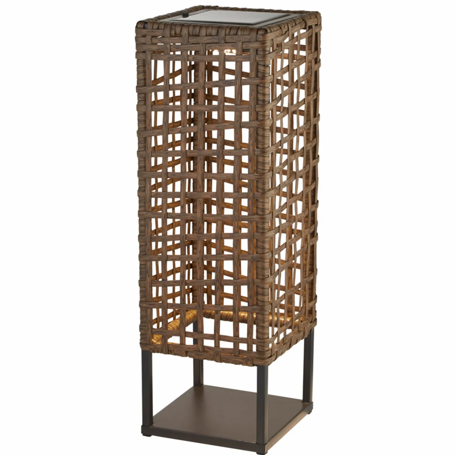 Solar-LED-Terrassenleuchte Marcjanna, braun, Rattan, 47 cm