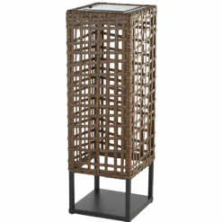 Solar-LED-Terrassenleuchte Marcjanna, braun, Rattan, 47 cm