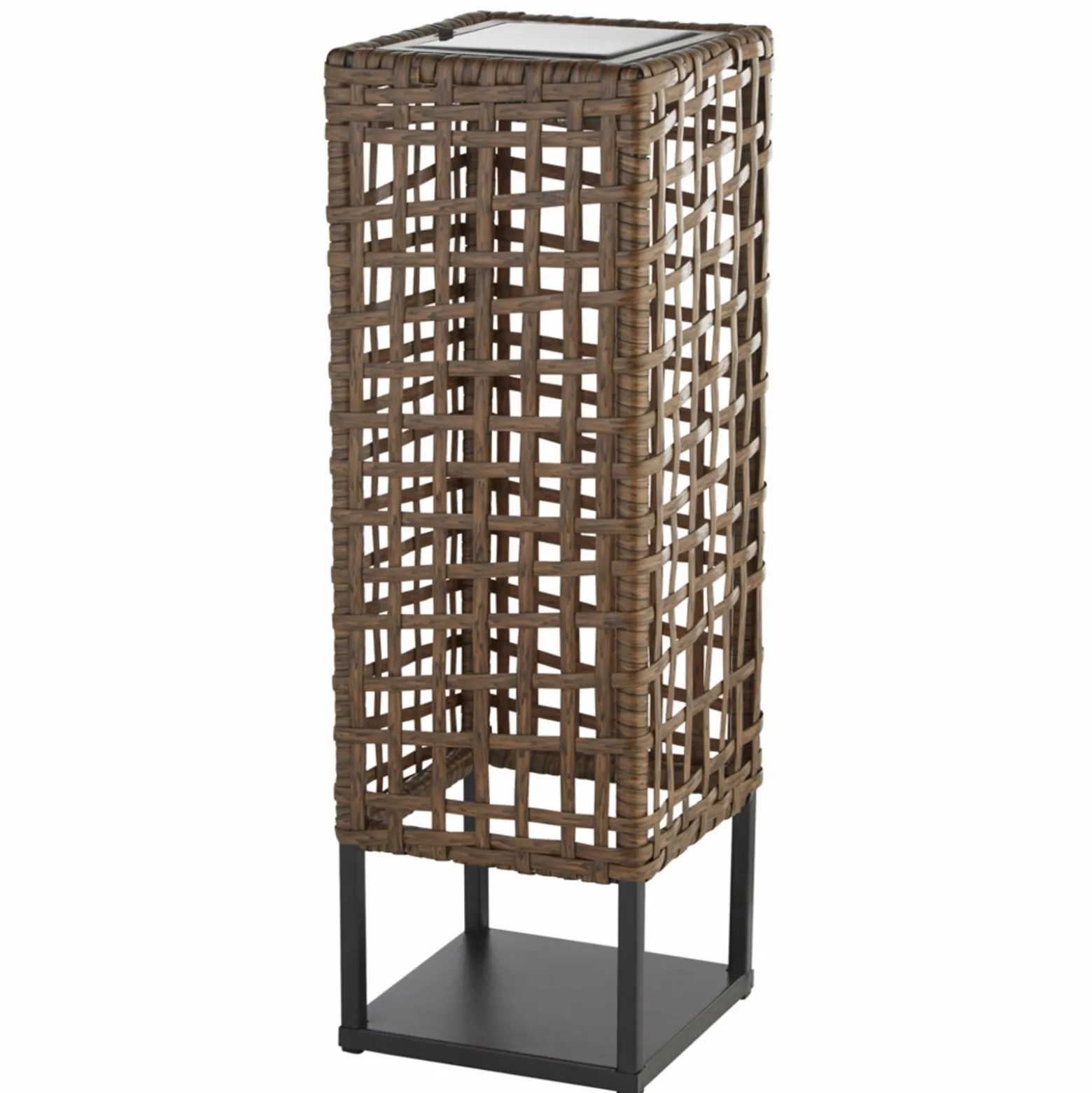 Solar-LED-Terrassenleuchte Marcjanna, braun, Rattan, 47 cm