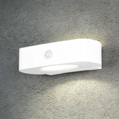 Solar-Wandleuchte Bilbao, weiß, Höhe 6 cm, Sensor, up/down