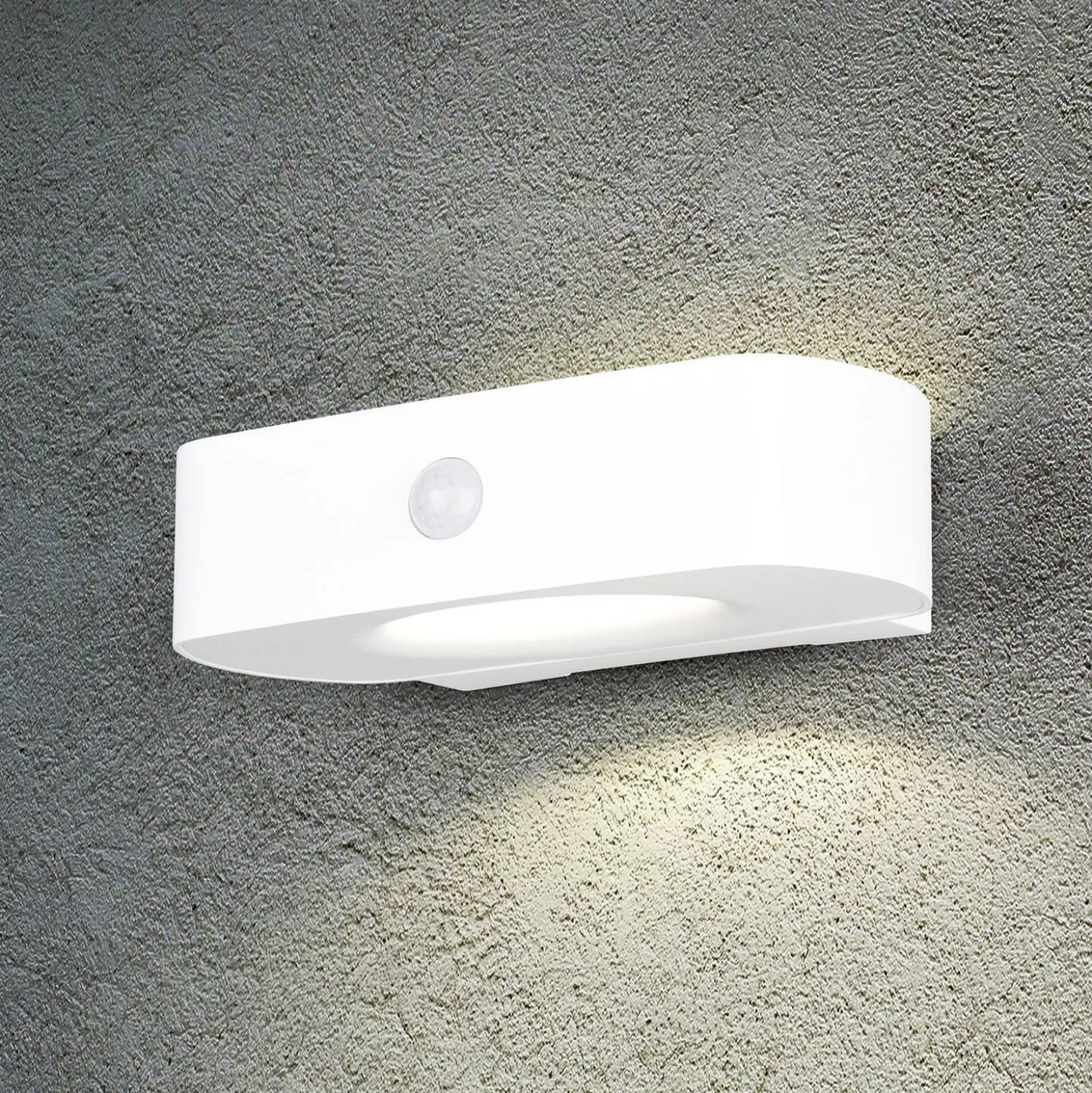 Solar-Wandleuchte Bilbao, weiß, Höhe 6 cm, Sensor, up/down