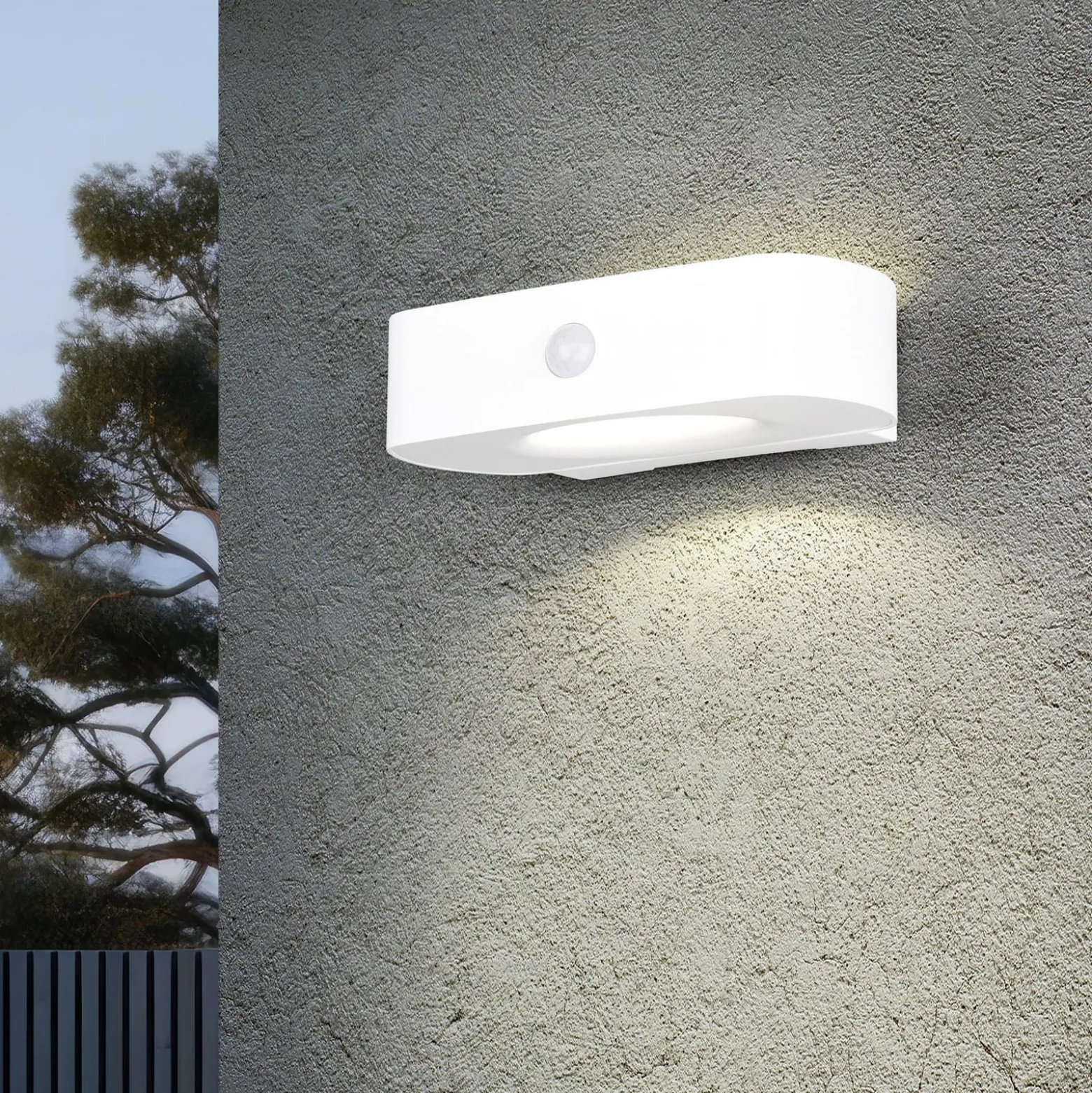 Solar-Wandleuchte Bilbao, weiß, Höhe 6 cm, Sensor, up/down