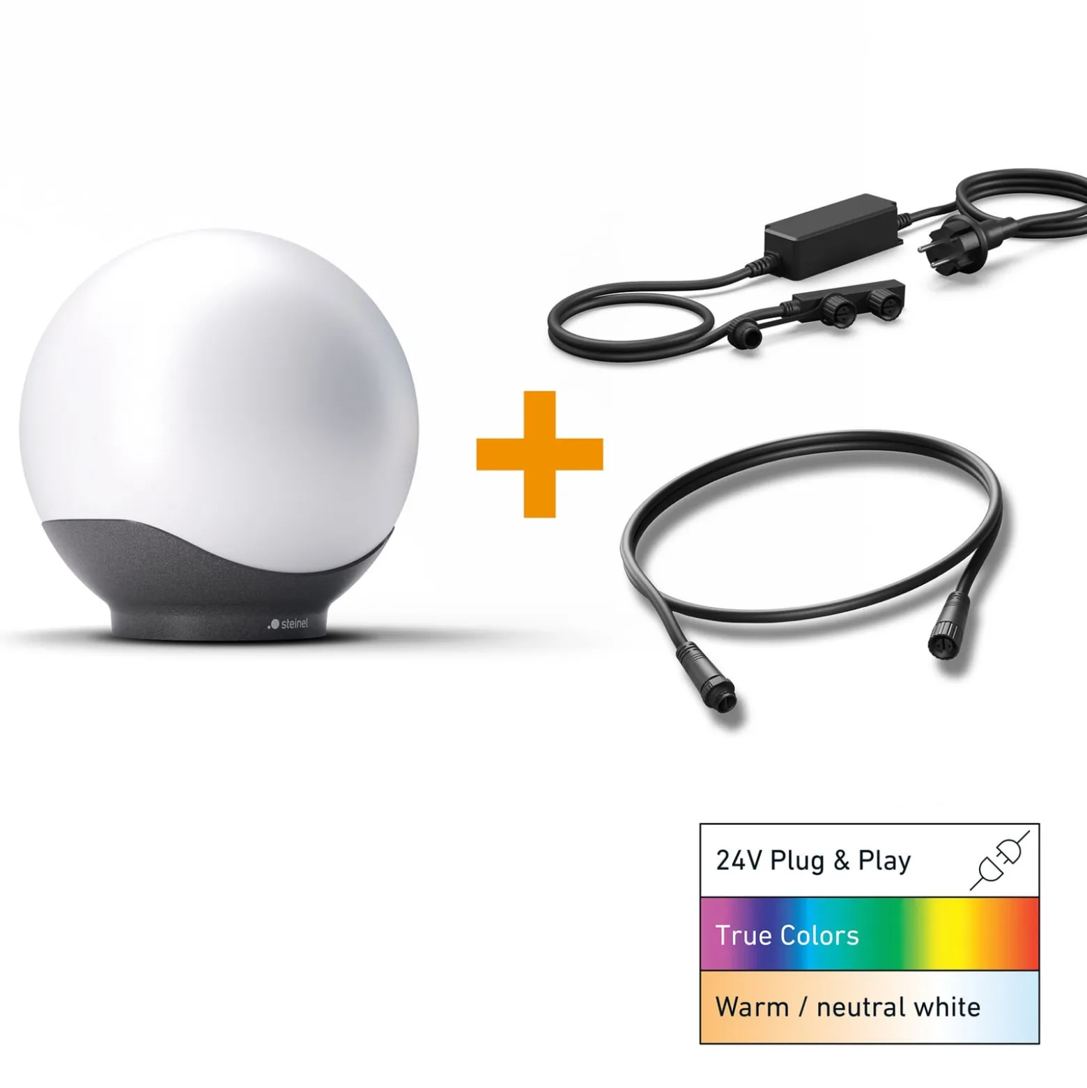 STEINEL Starter-Set Sphera C weiß/anthrazit 30cm RGBWW, IP65