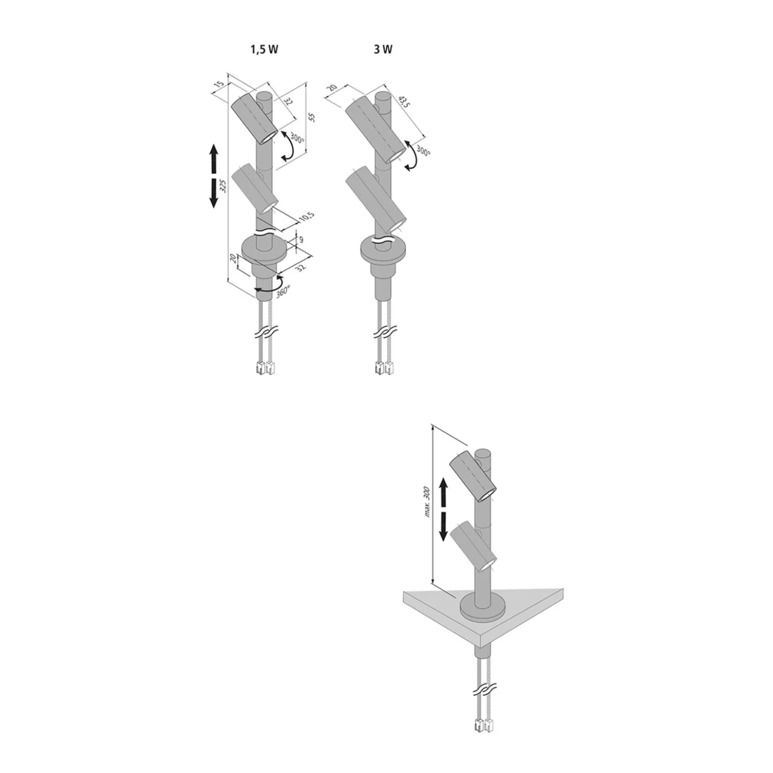 Strahler LED Duo Spot 2 x 3 W, alu, 3.000 K
