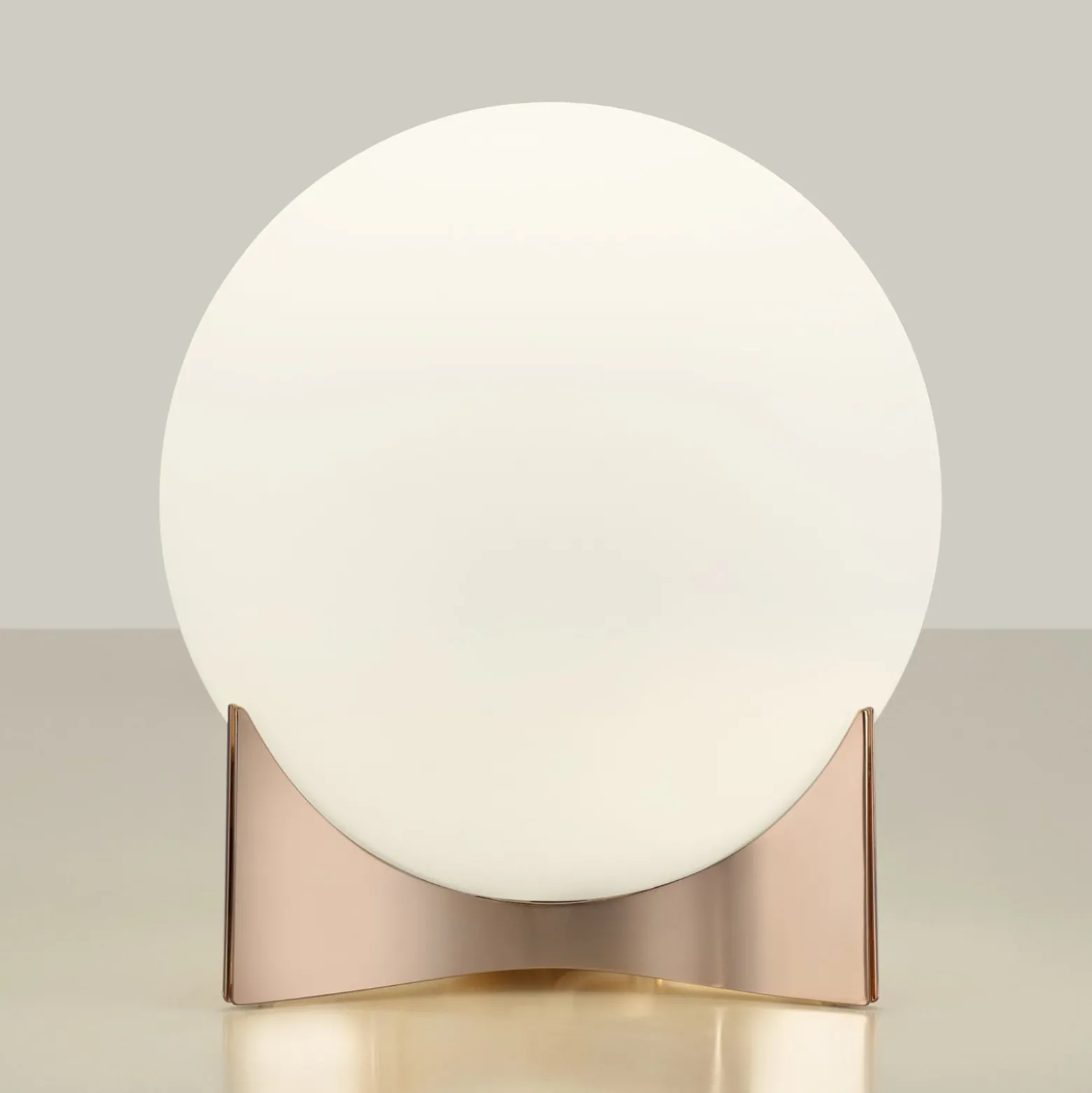 Terzani Tischleuchte Oscar, roségold, Ø 20 cm, Opalglas
