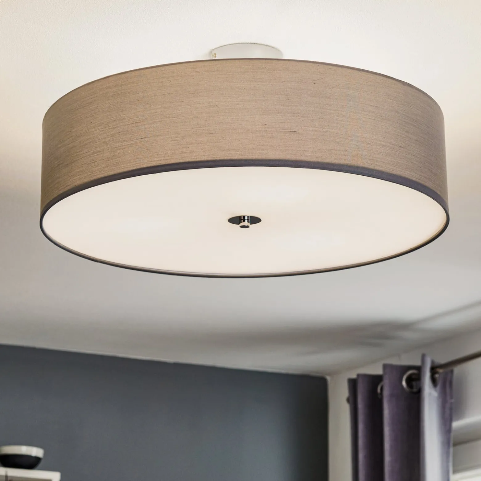 Textil-Deckenlampe Andria, 60 cm, hellgrau