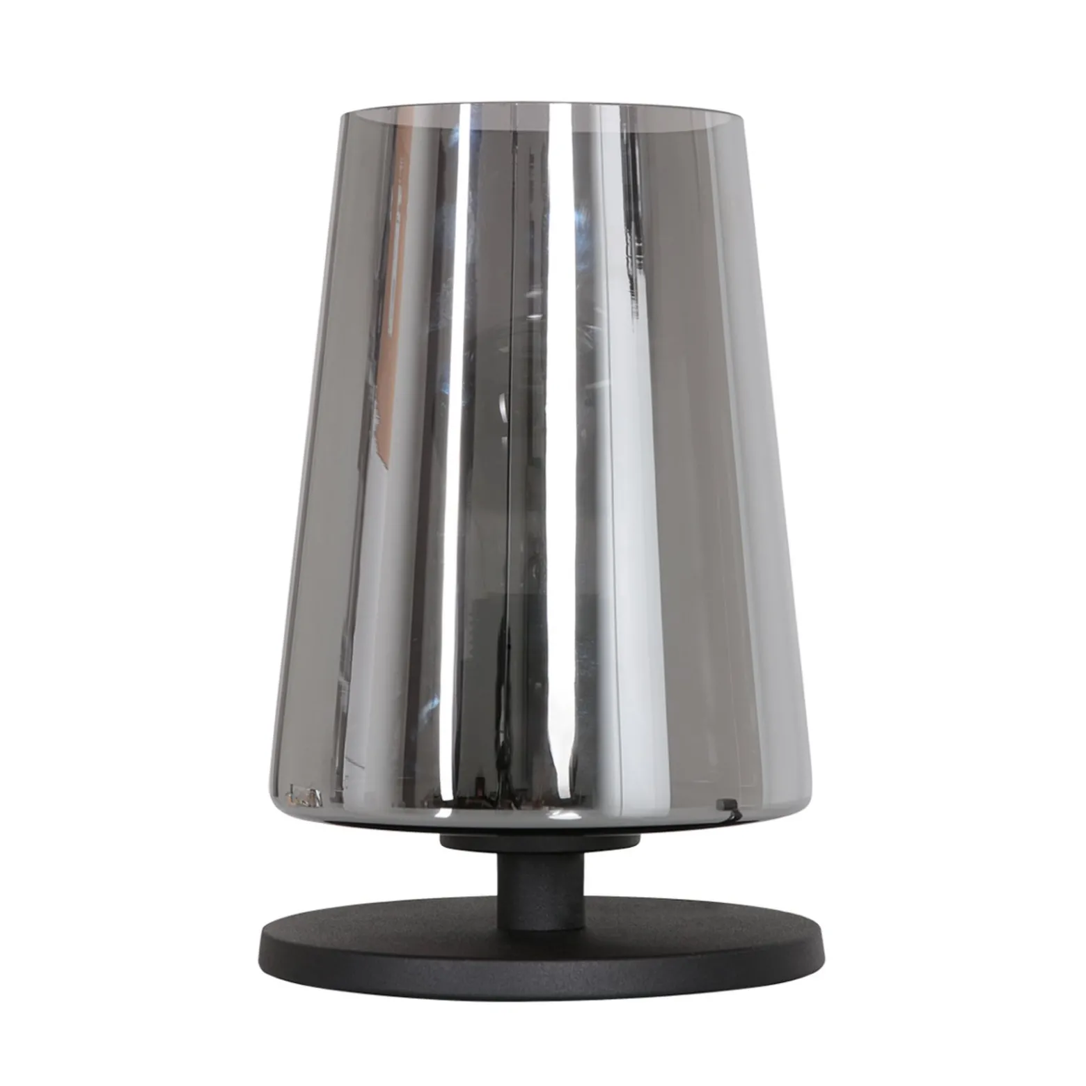 Tischlampe Ancilla, schwarz/rauch, 26 cm, Metall, Glas, E27