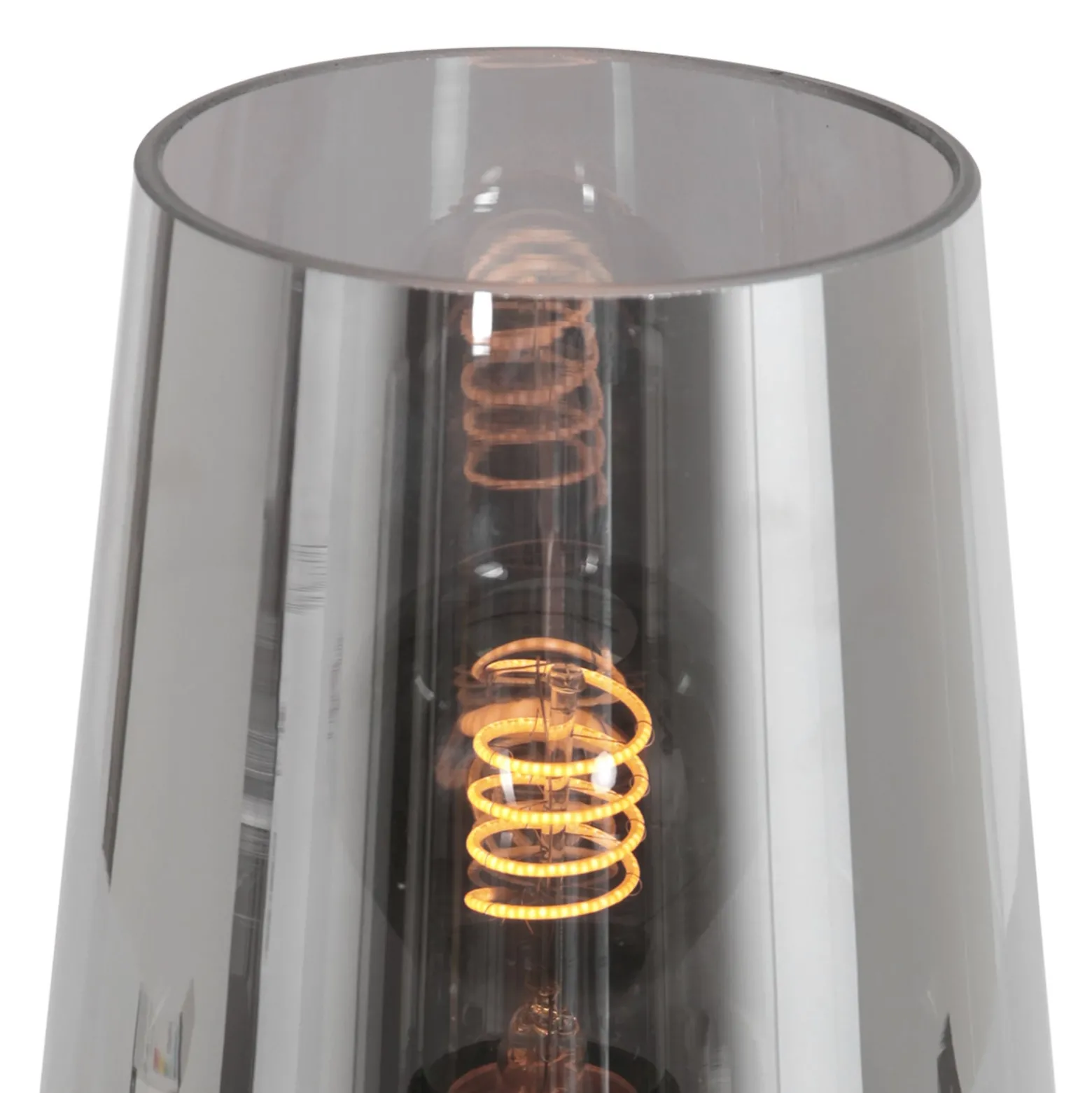Tischlampe Ancilla, schwarz/rauch, 26 cm, Metall, Glas, E27