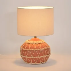 Tischlampe Cyclades, terrakotta/beige, 35 cm, Leinen/Keramik