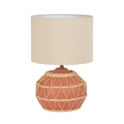 Tischlampe Cyclades, terrakotta/beige, 35 cm, Leinen/Keramik