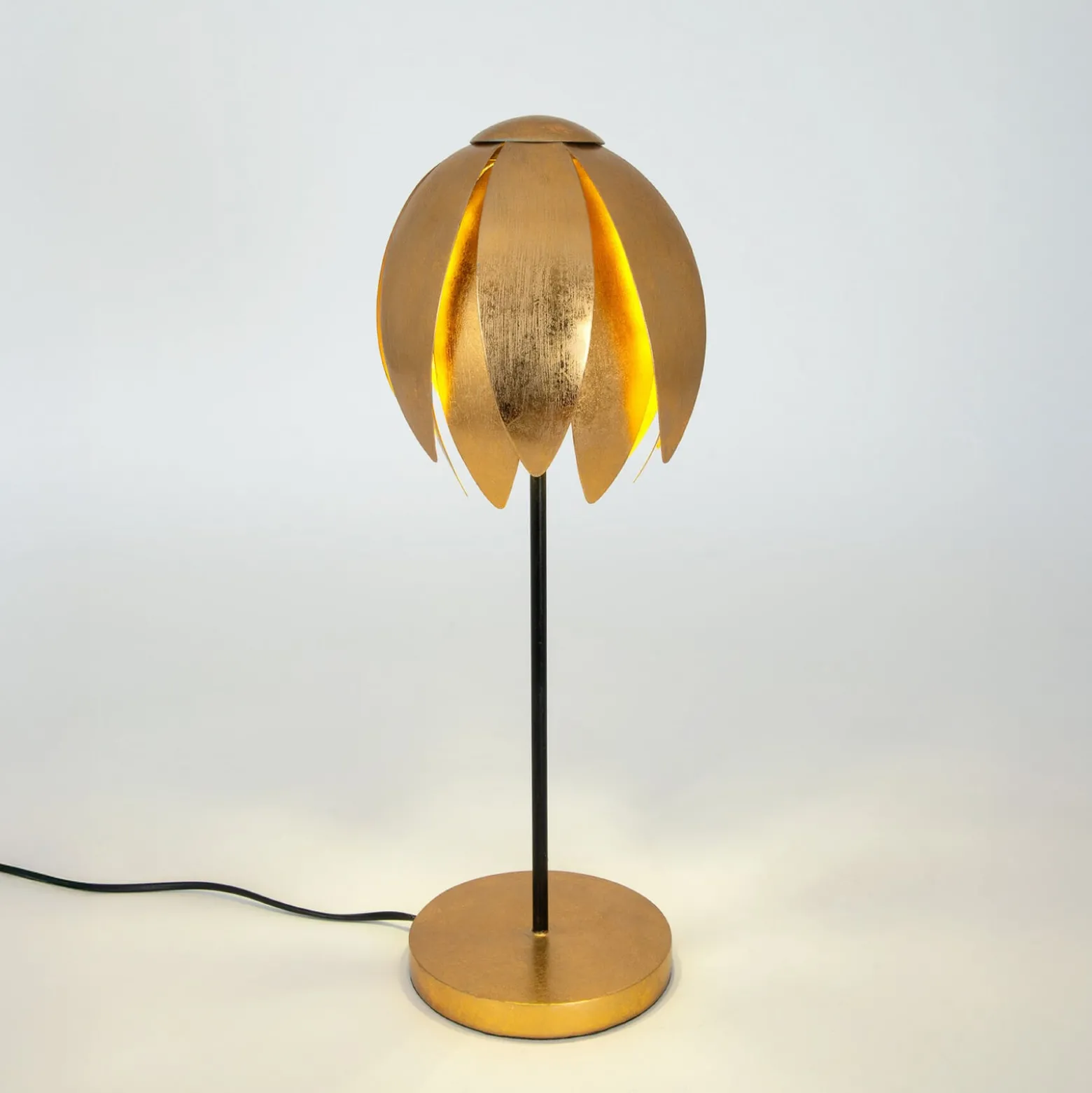 Tischlampe FLORILUME, goldfarben, Höhe 50 cm, Metall, 2 x G9