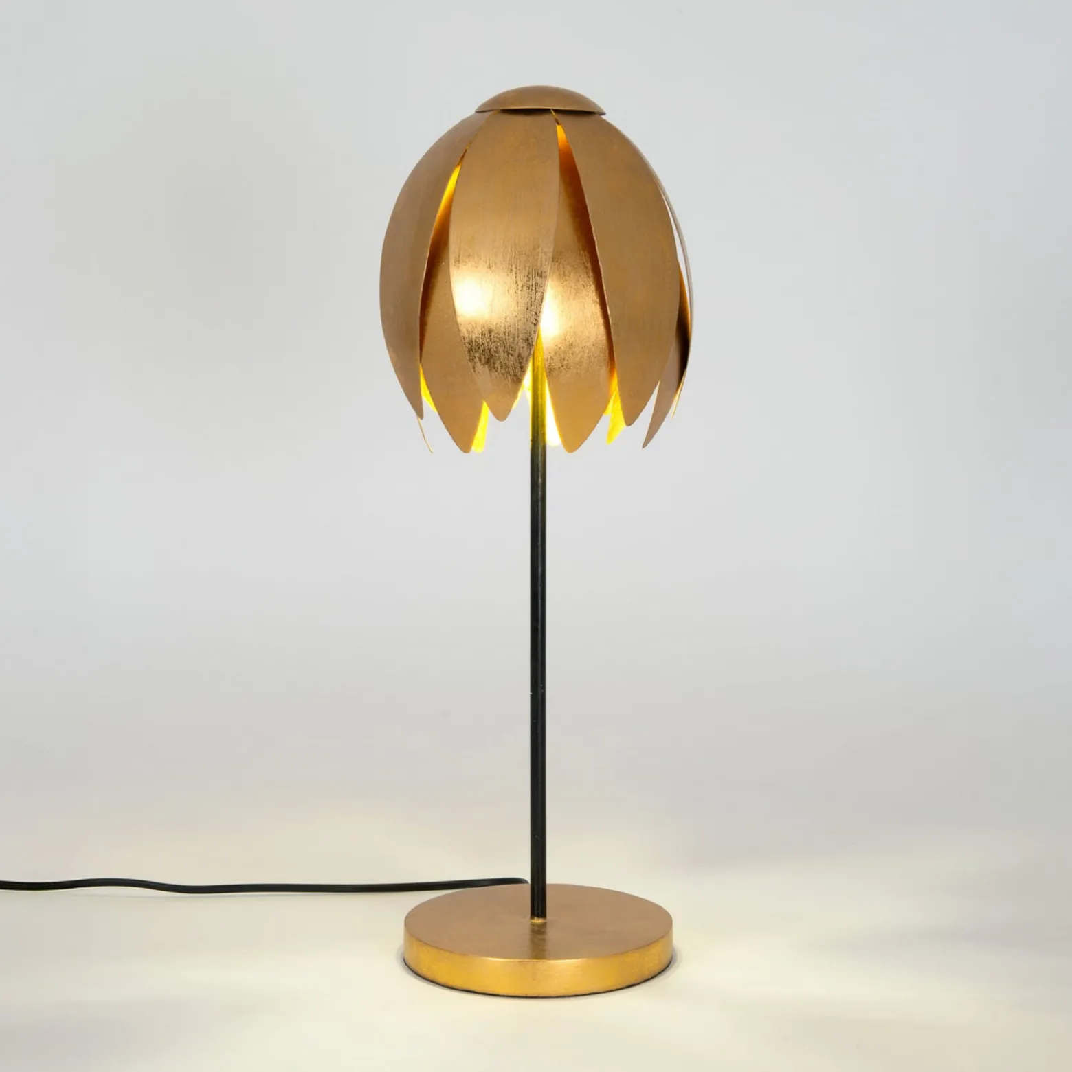 Tischlampe FLORILUME, goldfarben, Höhe 50 cm, Metall, 2 x G9