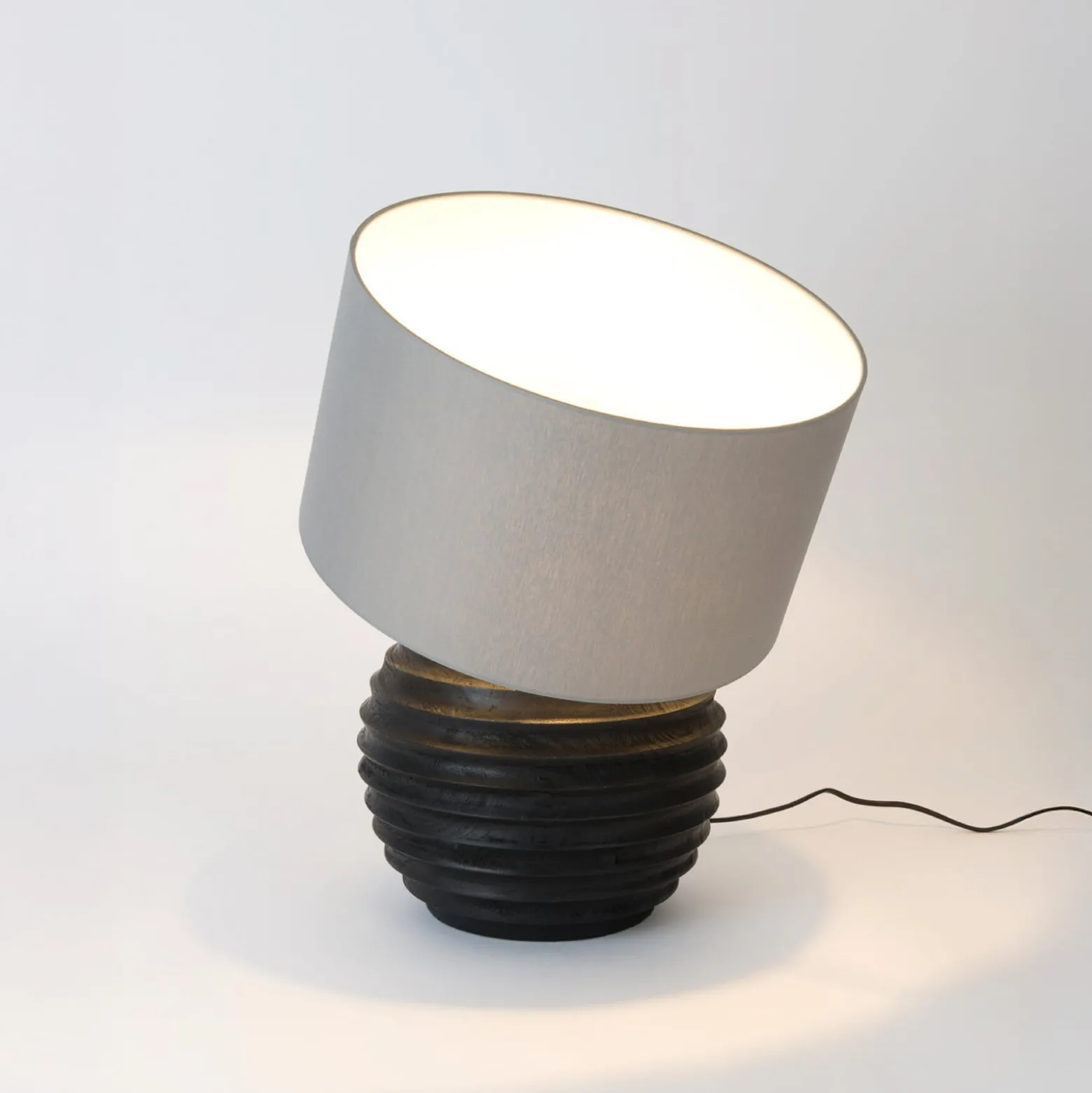 Tischlampe GIOACCHINO, schwarz/grau, Höhe 50 cm, Holz/Chintz