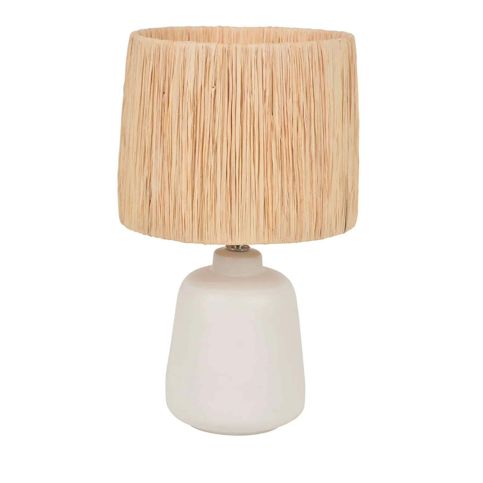 Tischlampe Paros, weiß/natur, Höhe 34 cm, Bast/Keramik